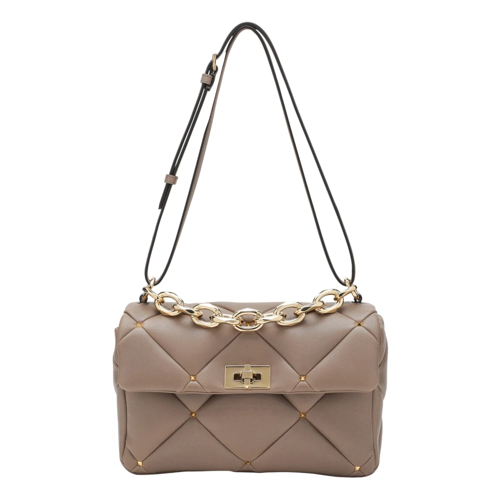Valentino Garavani Stijlvolle Roman Stud Schoudertas Beige Dames