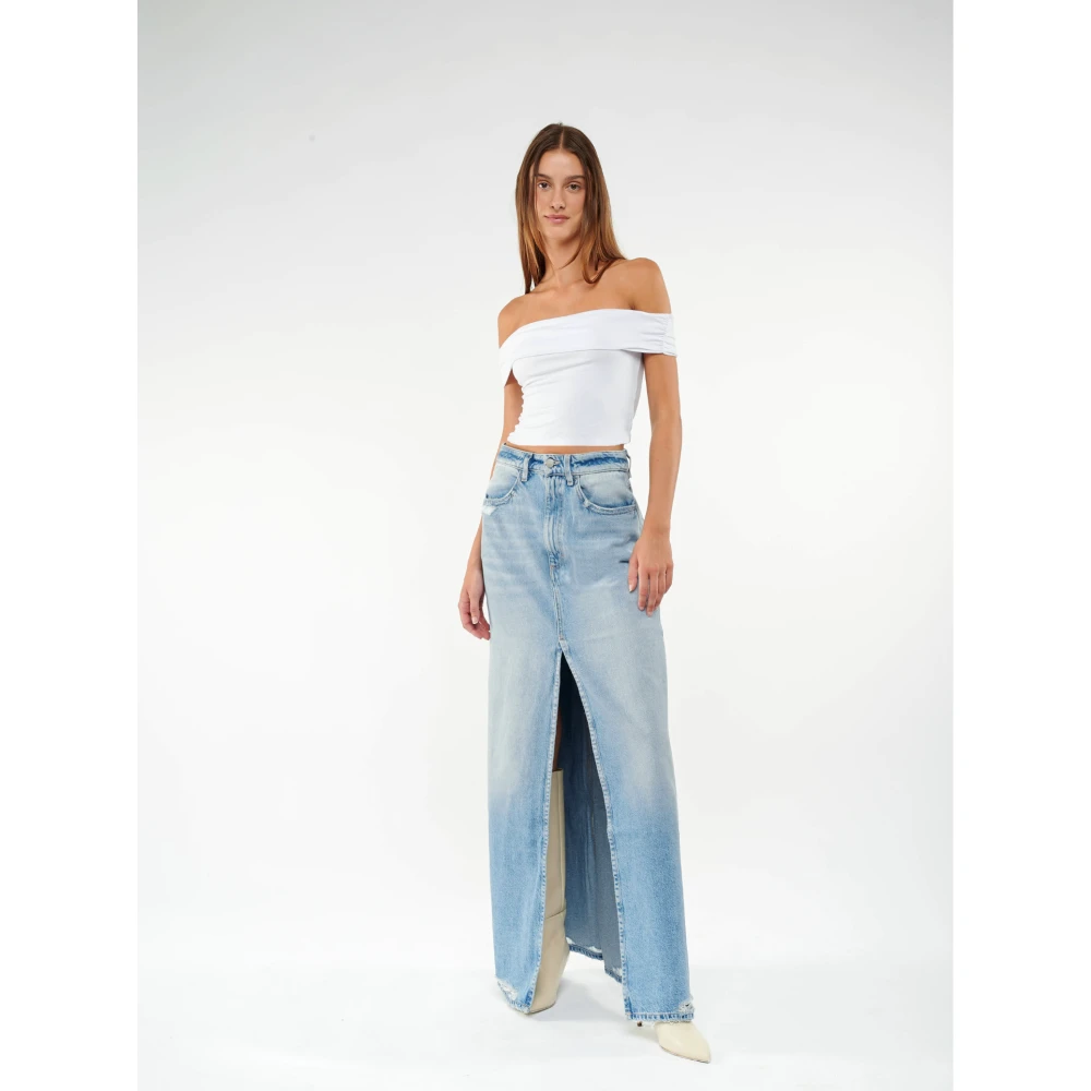 Icon Denim Blauwe Denim Rok Blue Dames