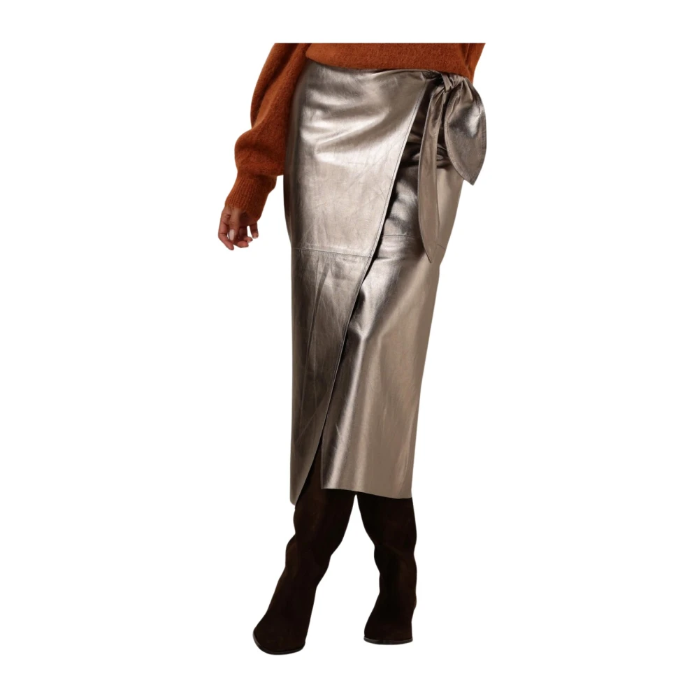 Ibana Metallic Midirok voor Stijlvolle Avonden Gray Dames