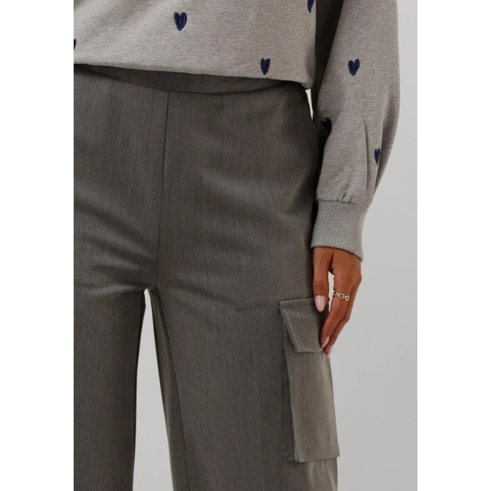 Nukus Grijze Hamburg Broek met Glitter Strepen Gray Dames