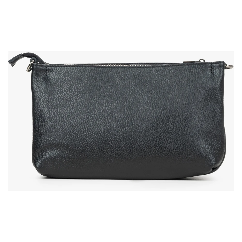 Estro Zwarte crossbodytas voor dames gemaakt van premium Italiaans leer Black Dames
