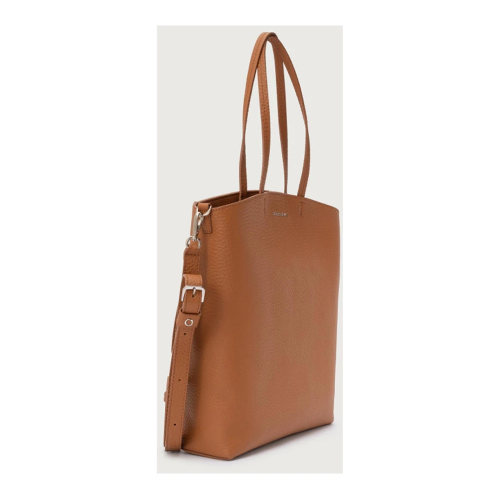Orciani Bruine leren handtas met ritsvak Brown Dames