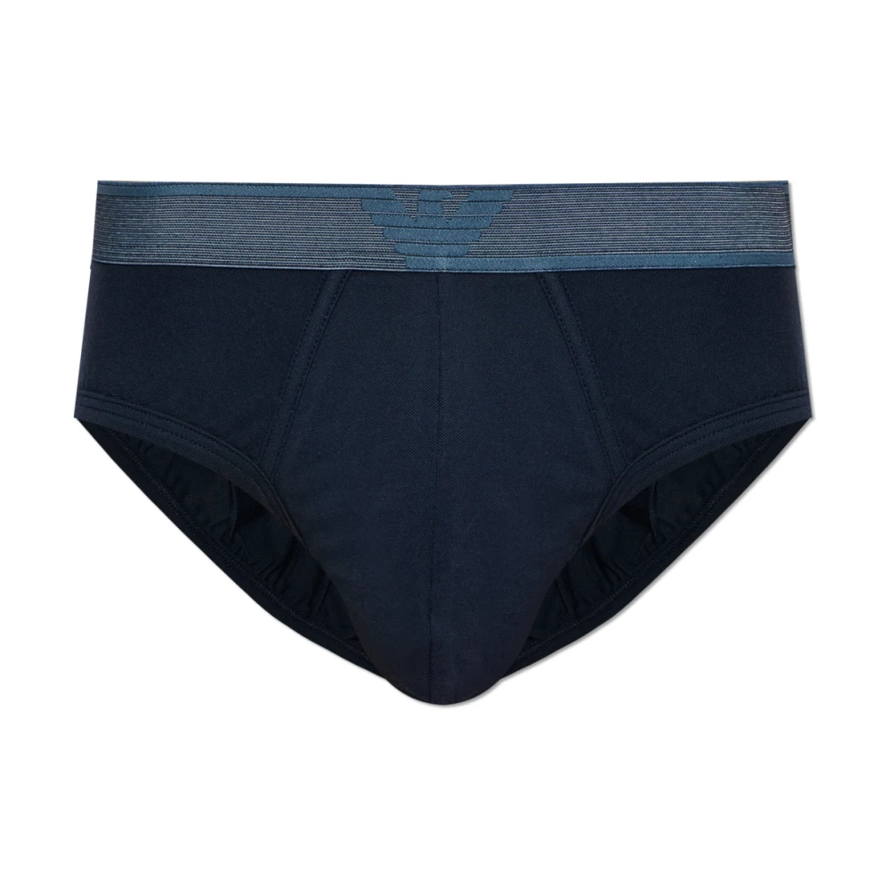 Emporio Armani Mannelijk Blauw Ondergoed Heren, Xl, Katoen, Briefs Met Logo