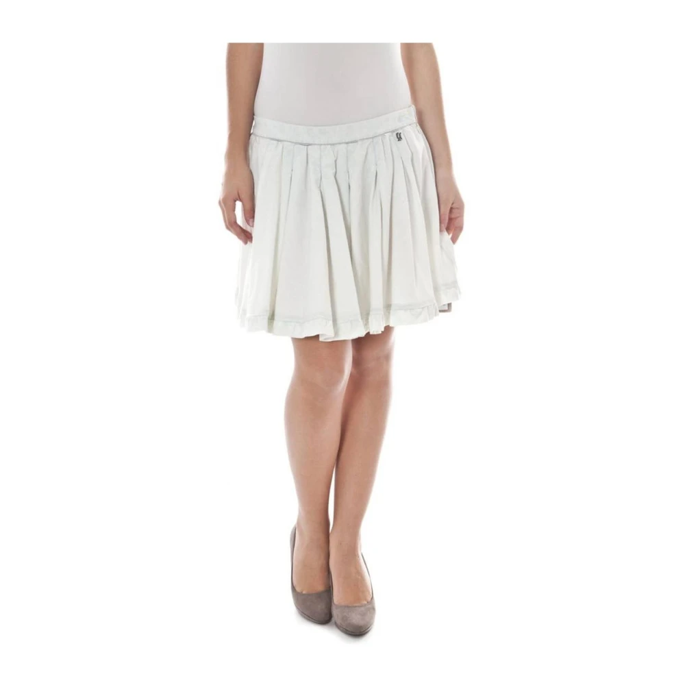 John Galliano Women's White Short Skirts, 2XL, Cotton Short Skirt Side Zipper