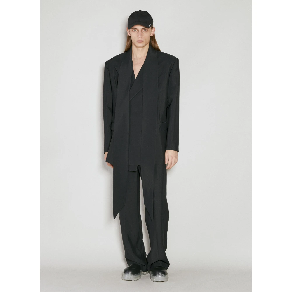 Mugler Getailleerde blazer met geïntegreerde sjaal Black Heren