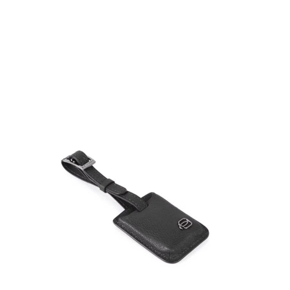 Piquadro Vrouw Zwart Accessoires Dames, One Size, Leer, Adreslabel Met Connequ Technologie