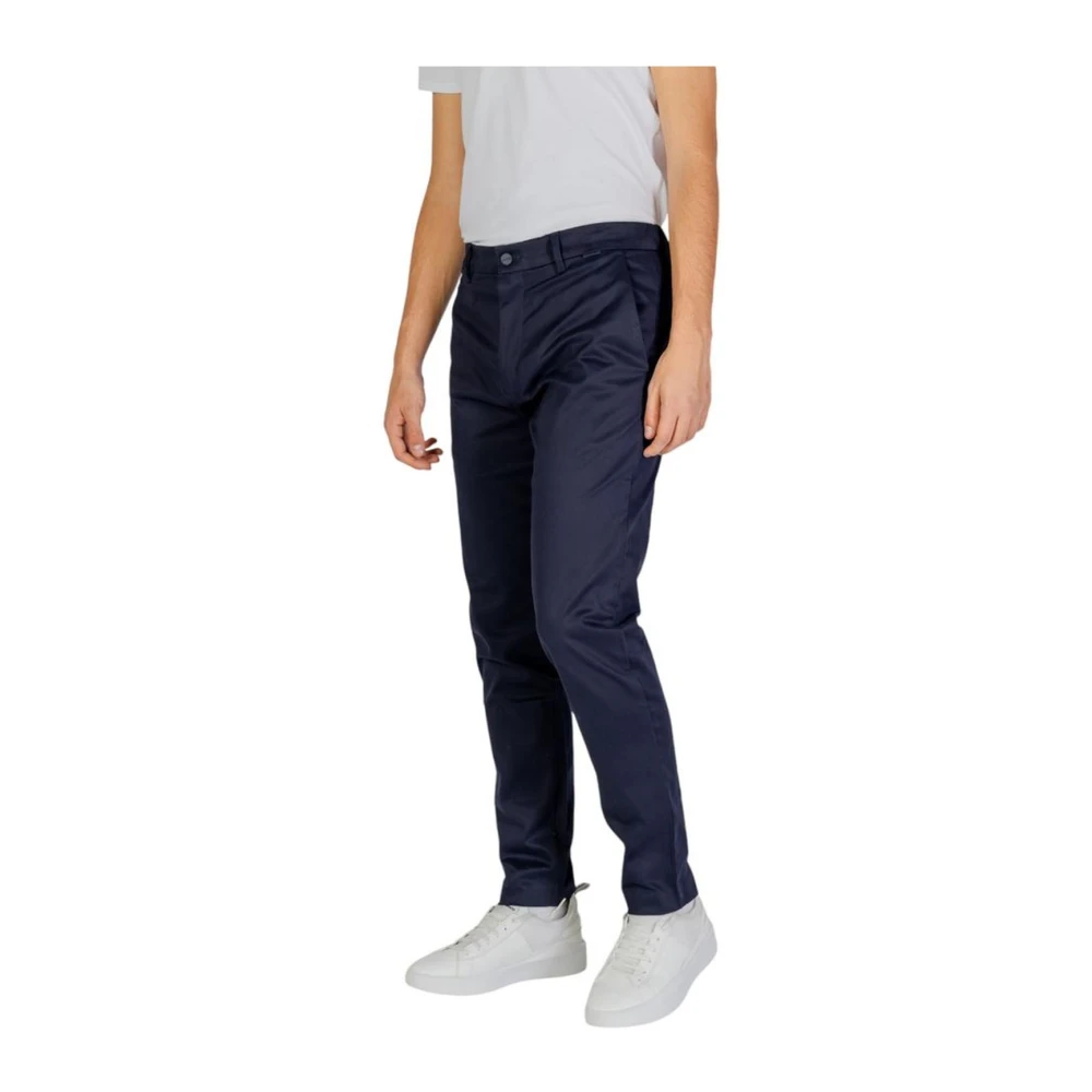 Calvin Klein Navy Twill Broek Herfst Winter Collectie Blue Heren