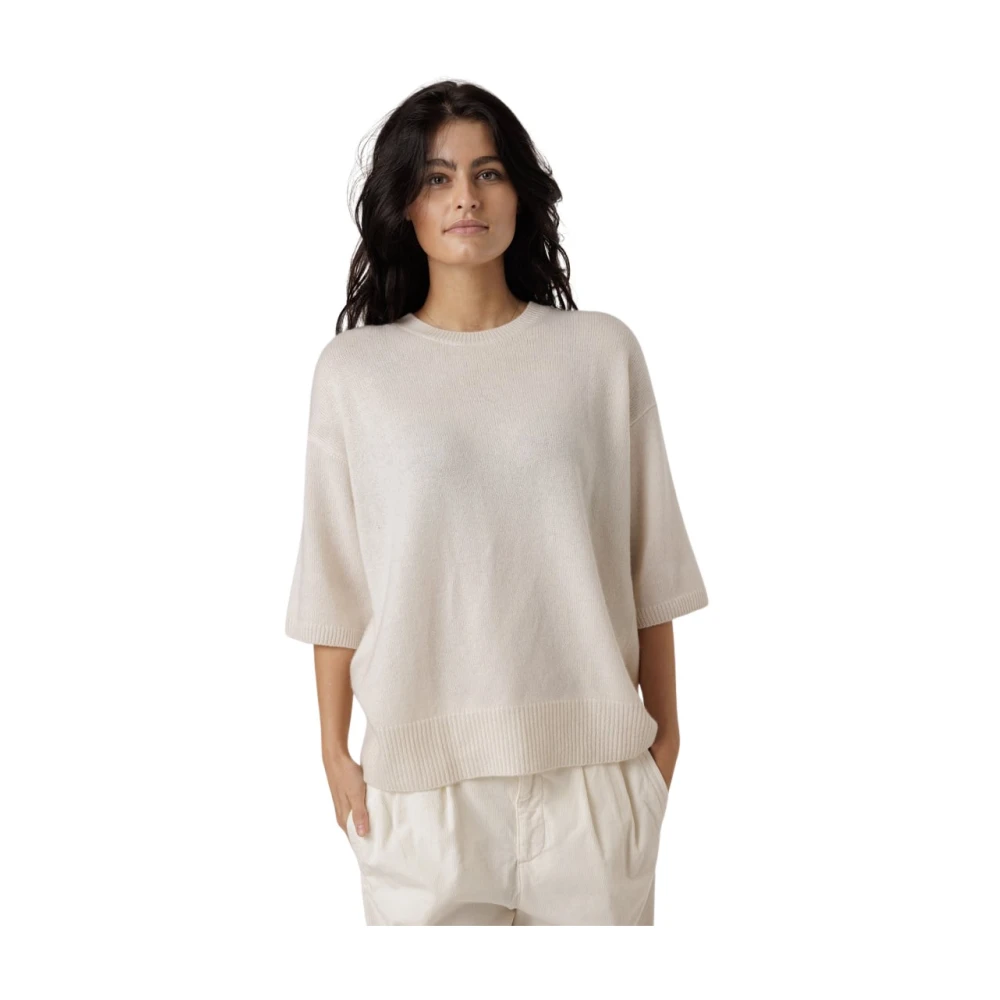 Lisa Yang Oversized Crème Trui met Ronde Hals Beige Dames