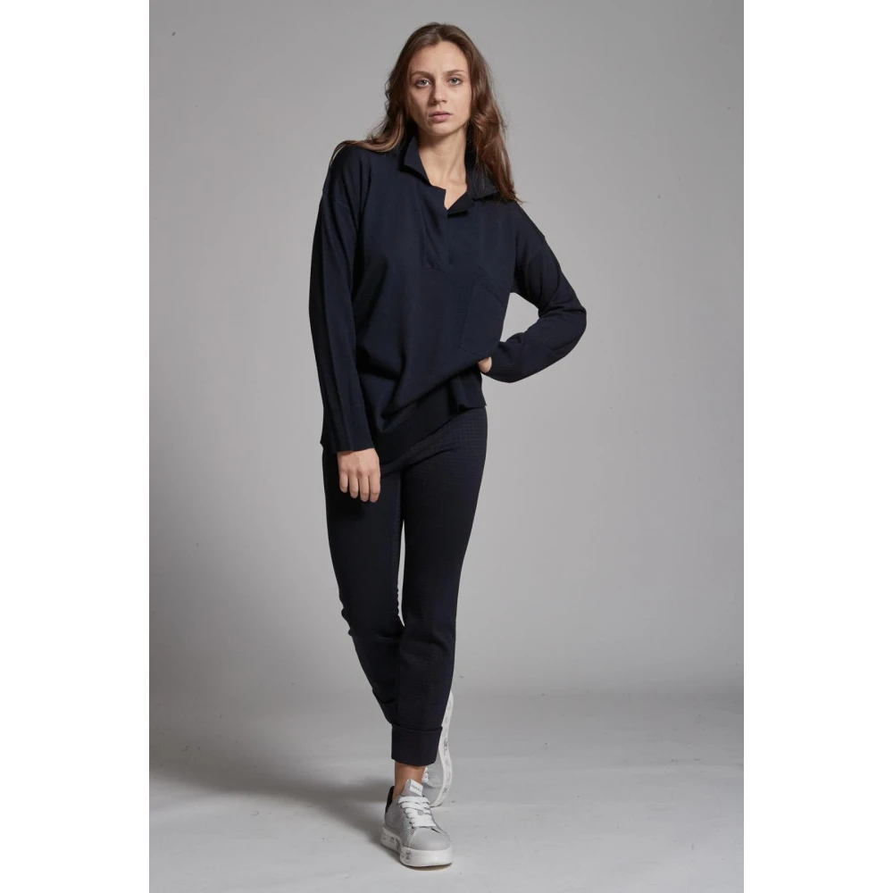Via Masini 80 Strakke Broek met Omslag Blue Dames