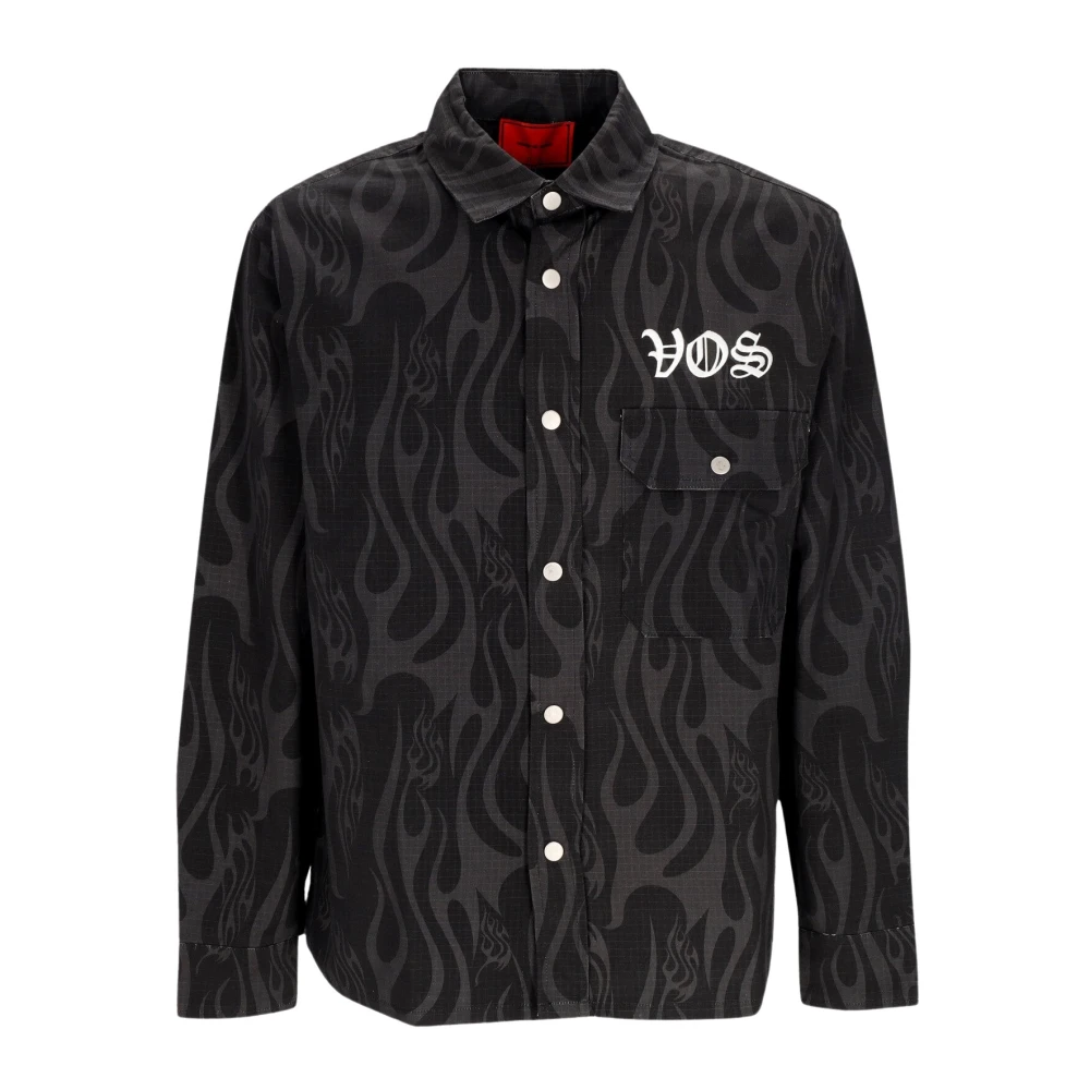 Vision OF Super Flames Print Overhemd Lange Mouwen Zwart Black Heren