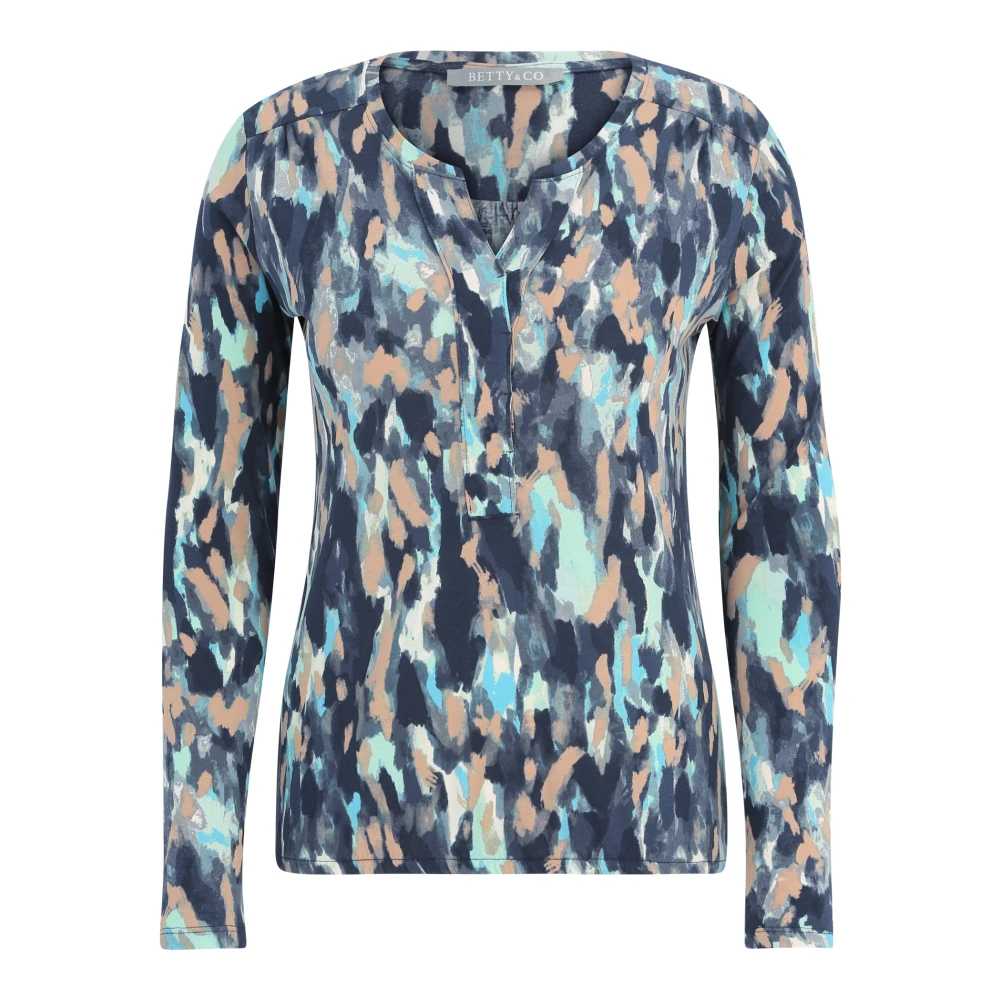 Betty & Co Blouse shirt met elastische tailleband Multicolor Dames