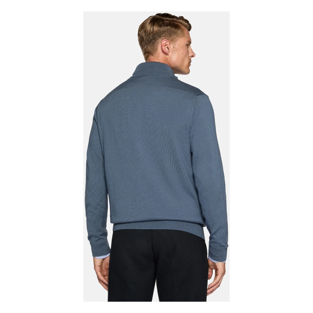 Boggi Milano Merino Wol Full Zip Jumper Blue Heren