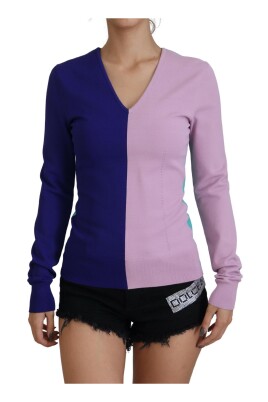 superbe-pull-col-v-avec-motif-multicolore