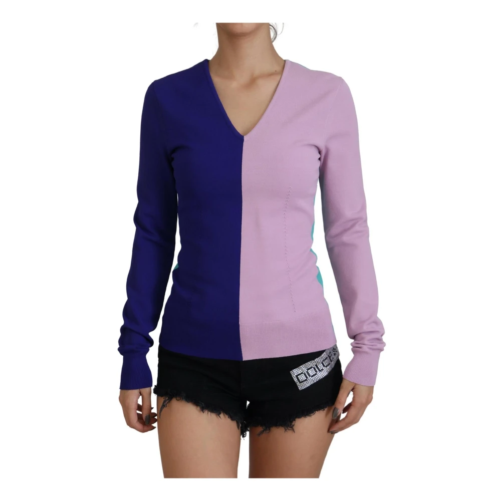 Dolce & Gabbana Women's Gorgeous V-Neck Sweater With Multicolor Pattern