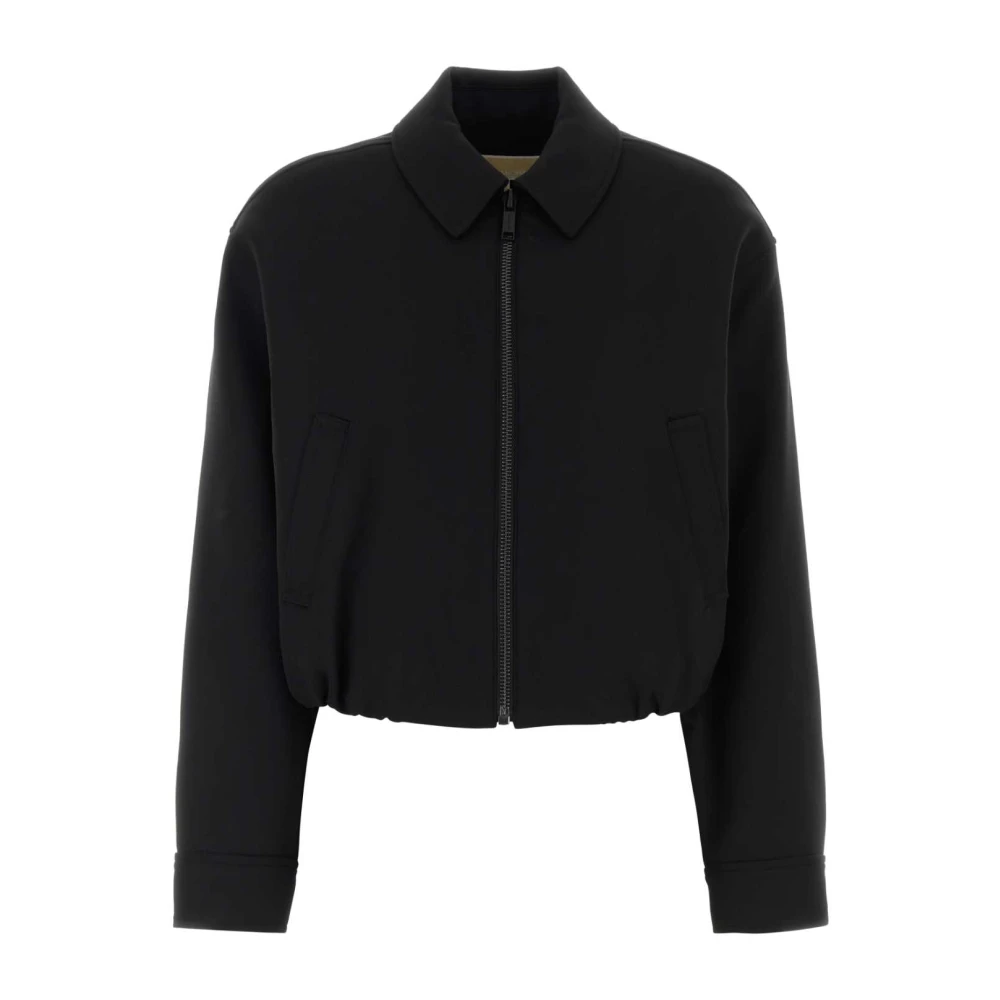 Michael Kors Black Light Jackets, Female, Xs, Stretch Wool Blend Twill Bomber Jacket