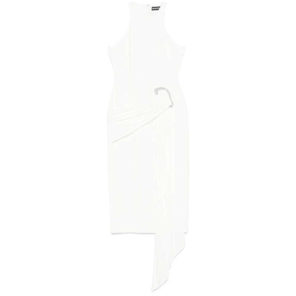 David Koma Witte Gedrapeerde Jurk met Achtersplit White Dames