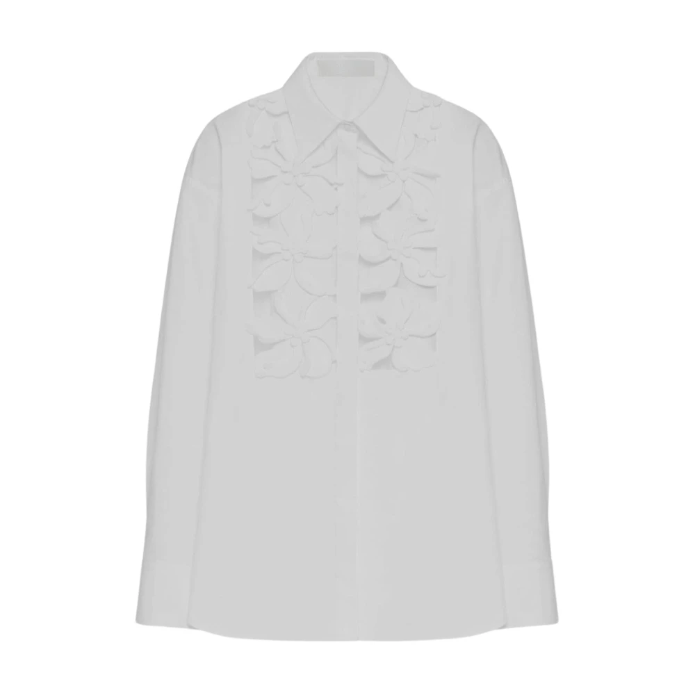 Valentino Garavani Witte Katoenen Bloemenapplicatie Overhemd White Dames