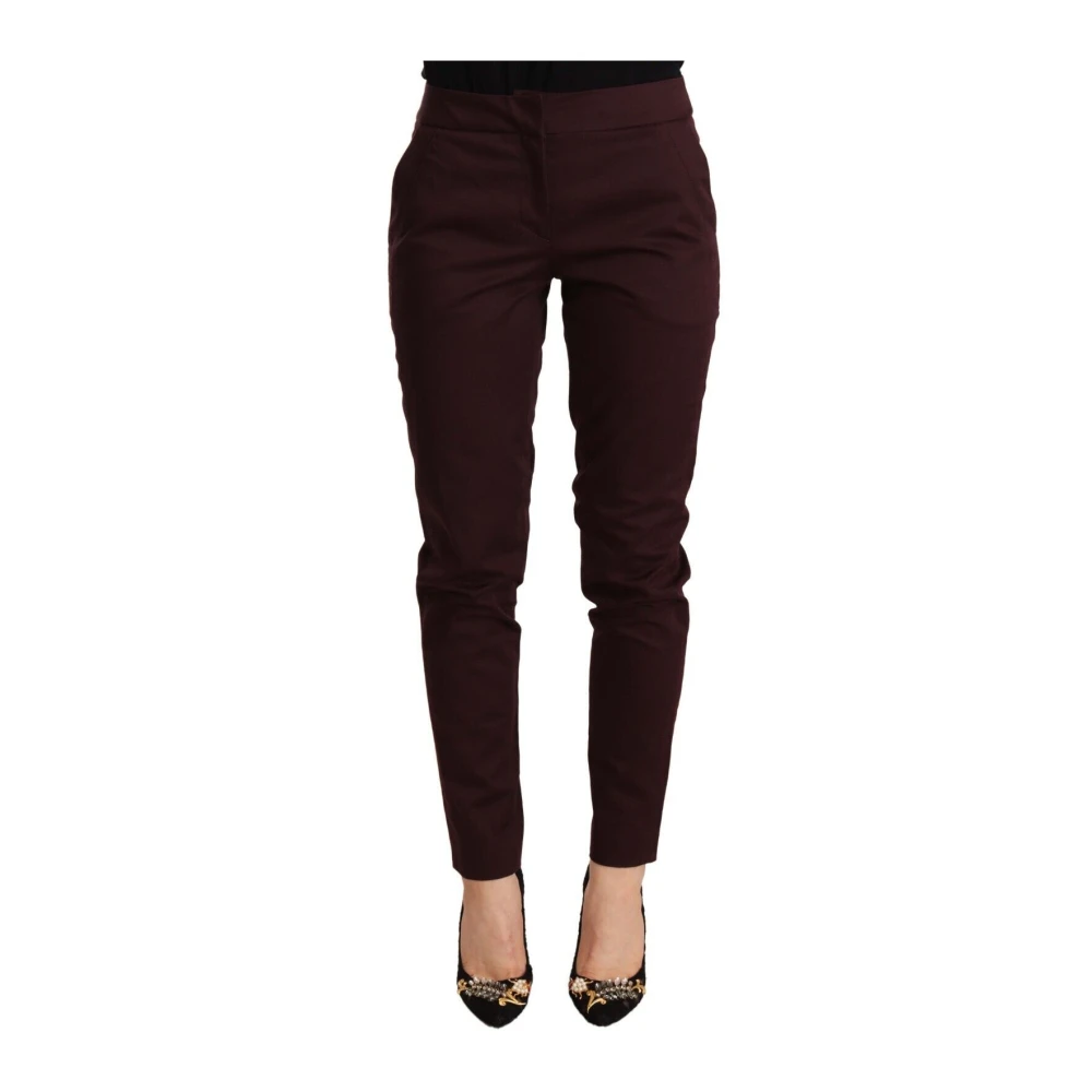 Just Cavalli Women's Brown Mid Waist Skinny Trouser Pants