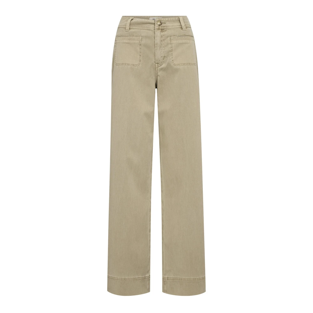 Mos Mosh Beige Wide Jeans, Female, W28, Wide Trousers