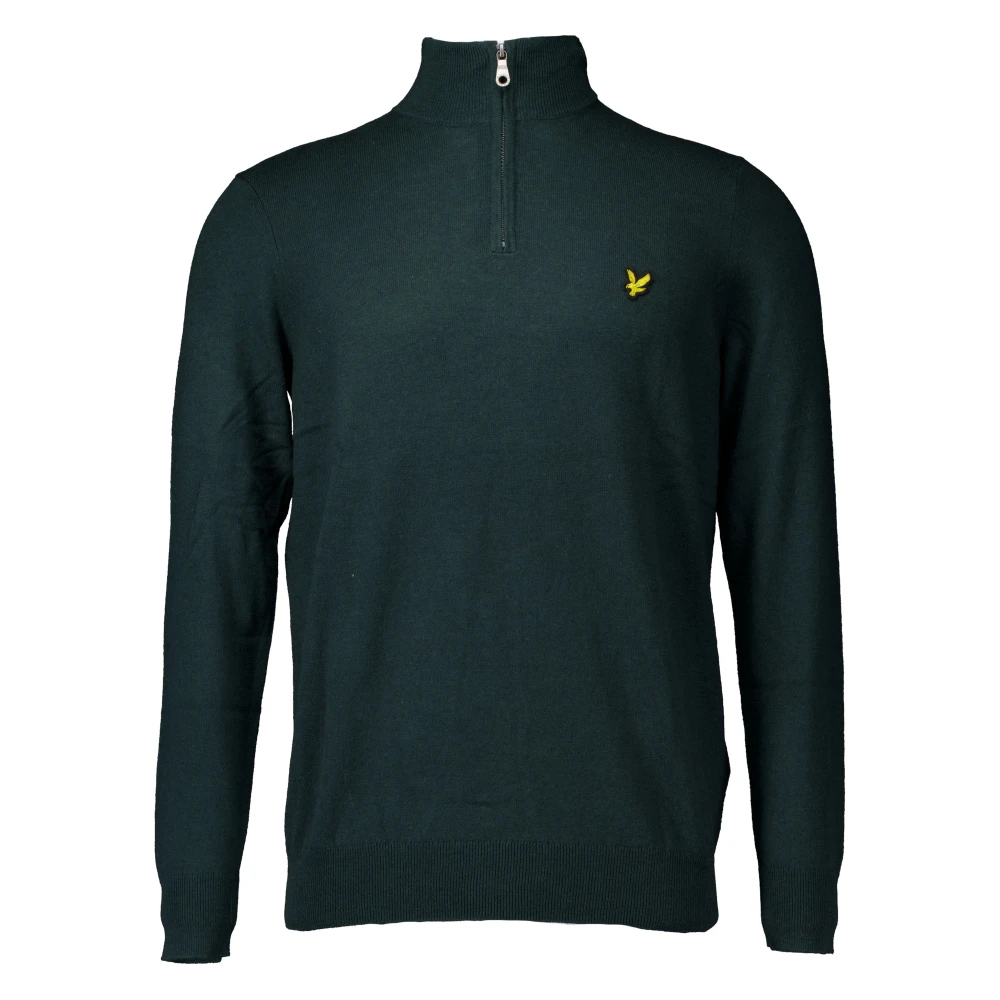 Lyle & Scott Kwart Zip Katoen Merino Sweater Green Heren