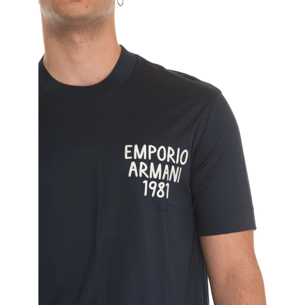 Emporio Armani Contrast Logo Tee Licht Stof Blue Heren