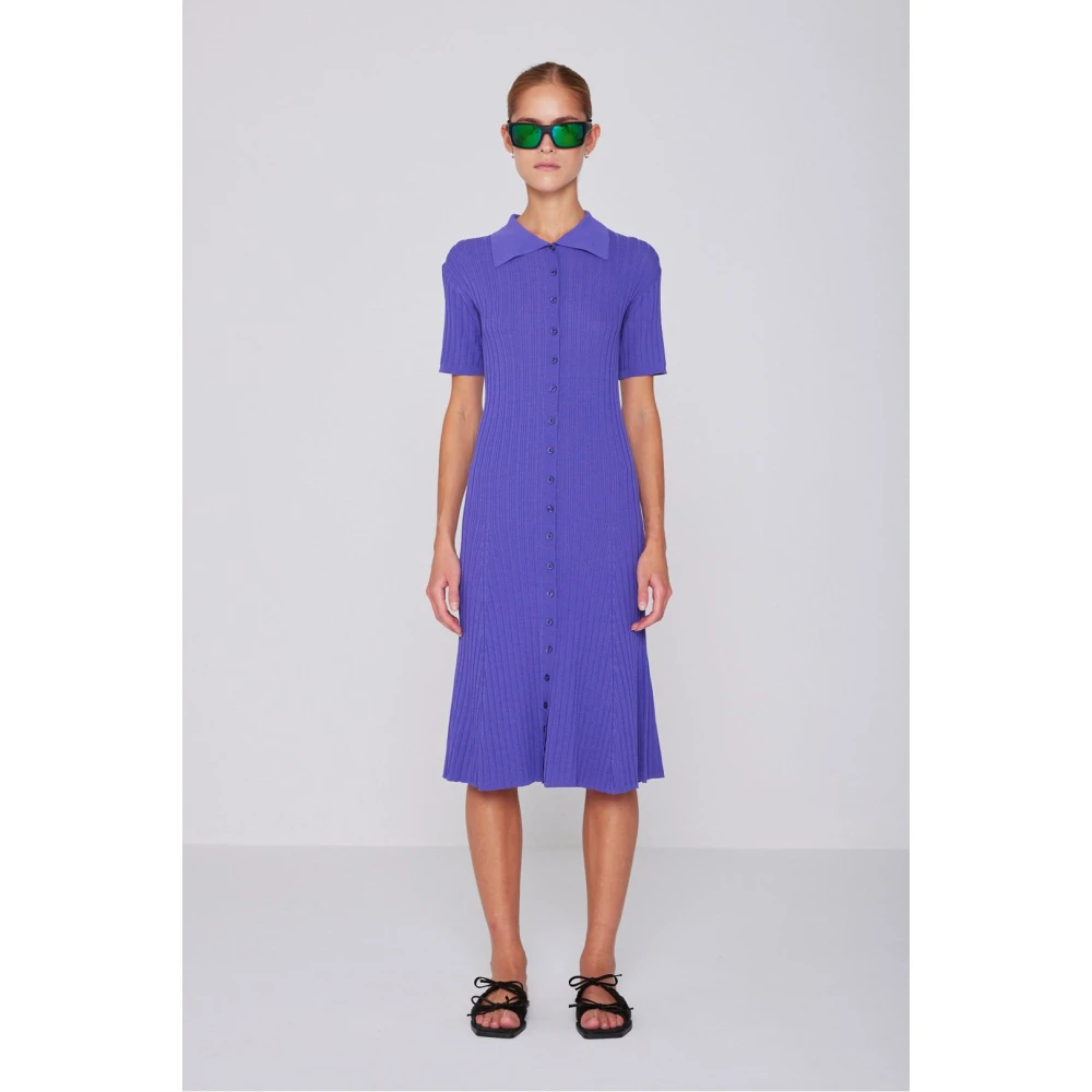 Remain Birger Christensen Ella Gebreide Midi Jurk Purple Dames
