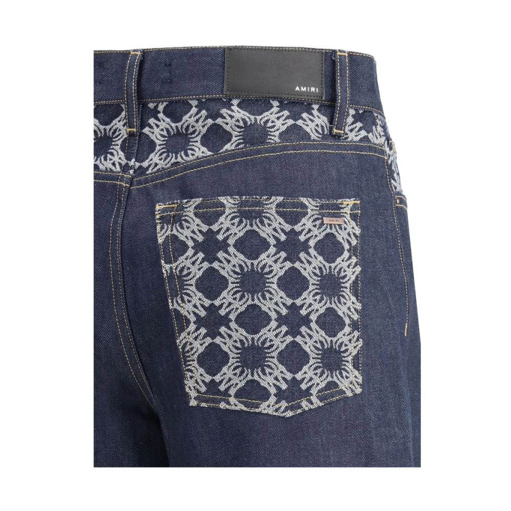 Amiri Wijde spijkerbroek met iconisch logo Blue Dames