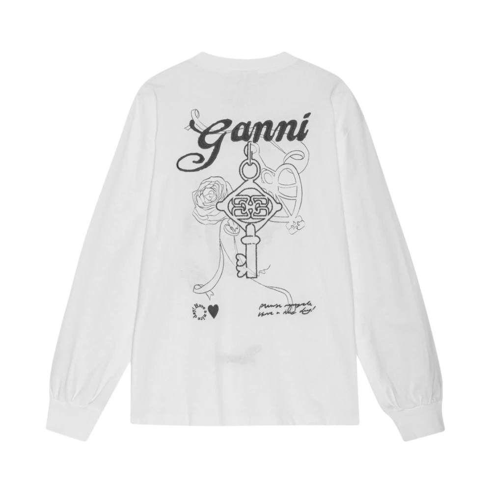 Ganni Charm Longsleeve T-shirt White Dames