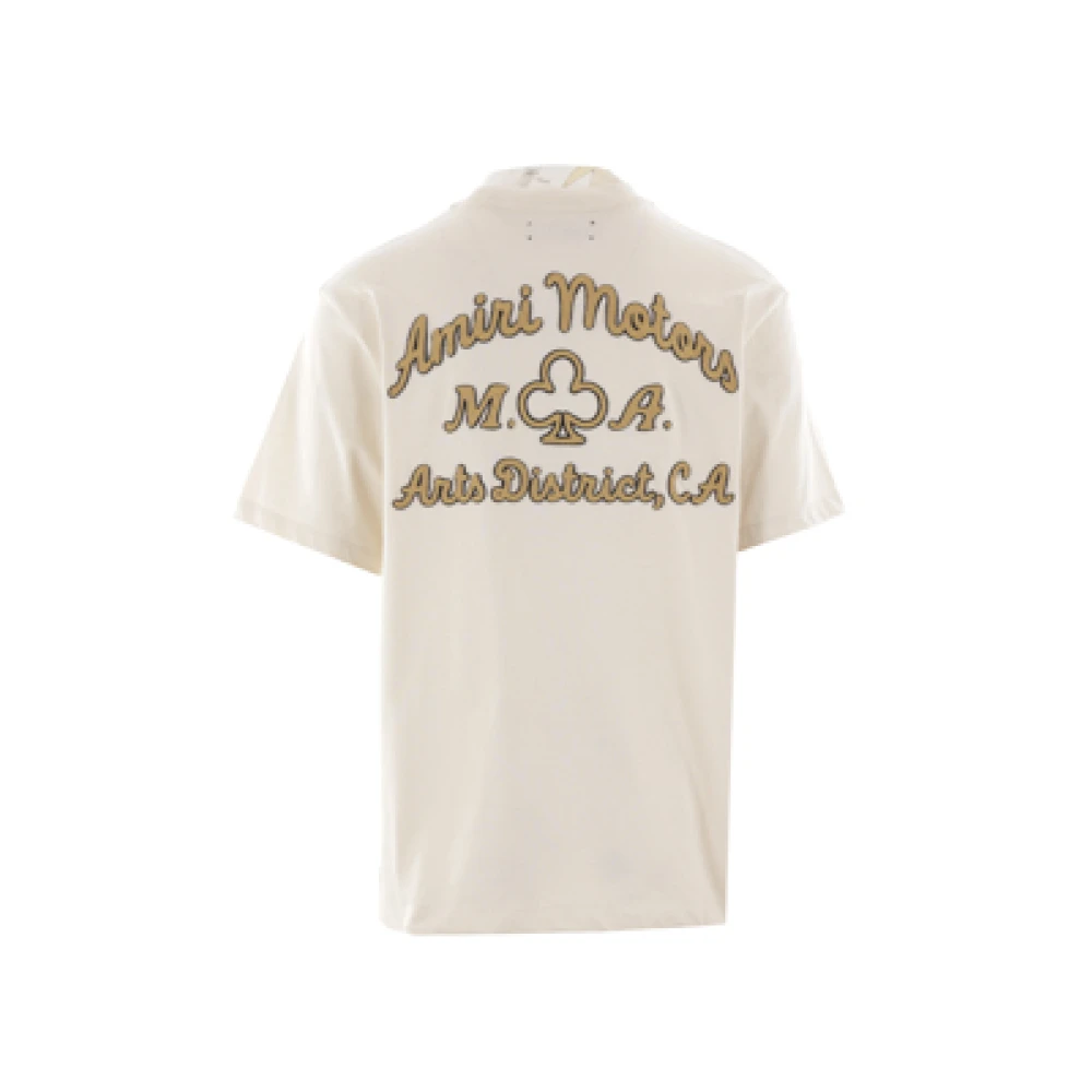 Amiri Albast Katoenen Jersey T-shirt met Motors Logo Beige Heren