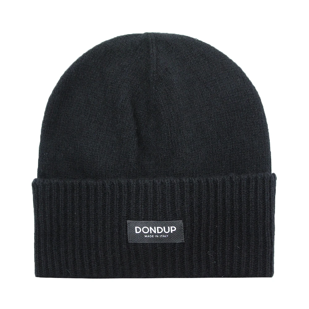 Sort Strikket Logo Lapper Beanie