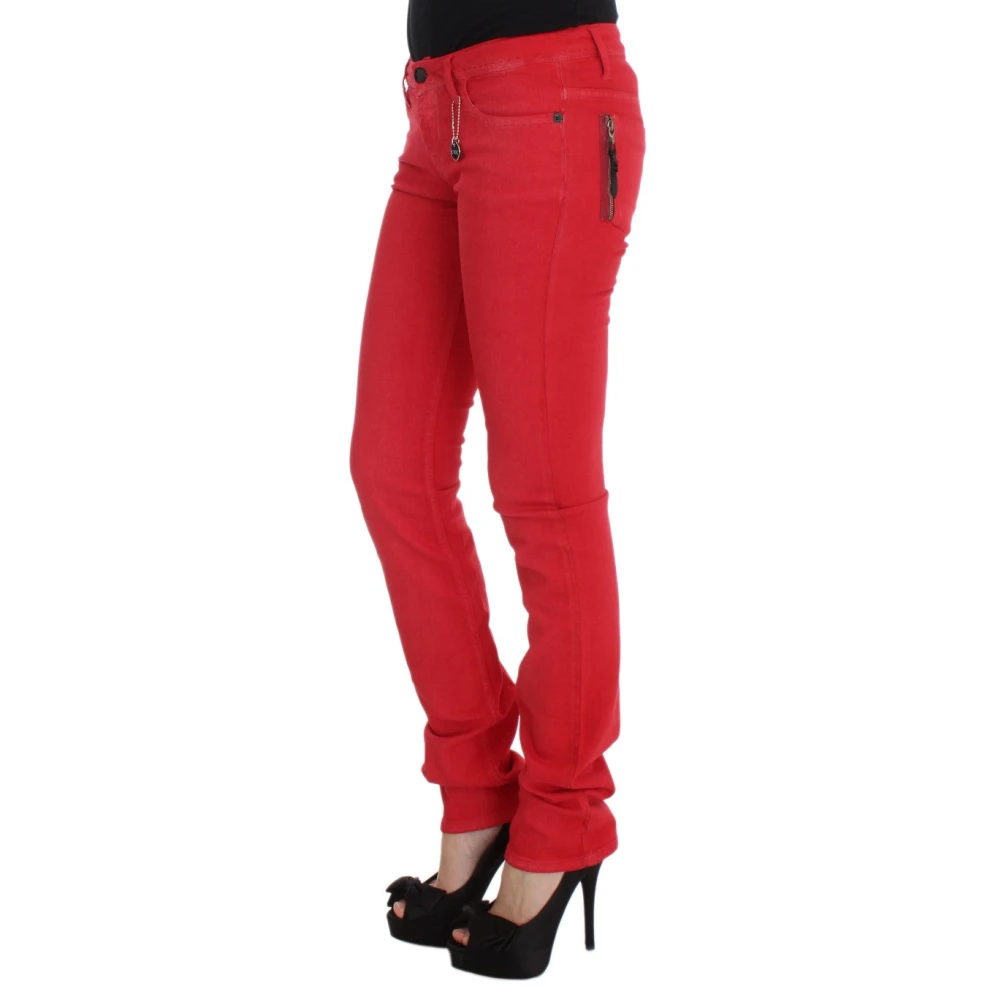 Costume National Rode Slim Fit Jeans Red Dames