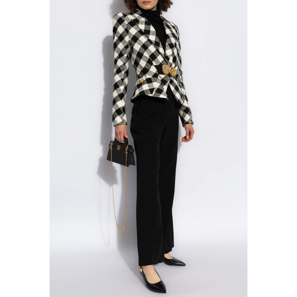 Balmain Blazer met ruitpatroon Black Dames