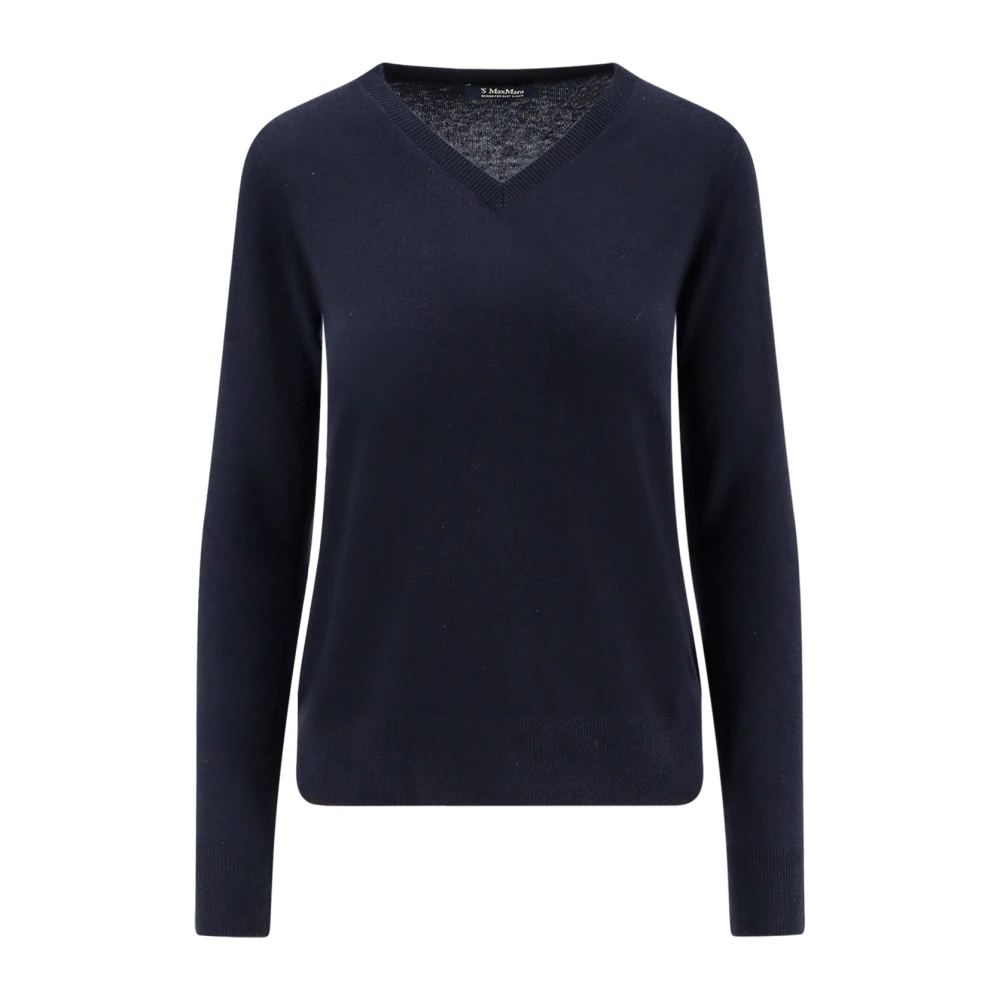 Max Mara V-Neck Knitwear, Female, Xl, V-Neck Knitwear Blue