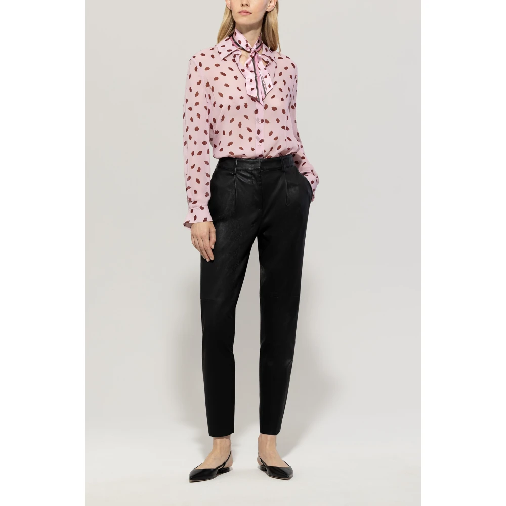 LUISA CERANO Lip Print Blouse Pink Dames