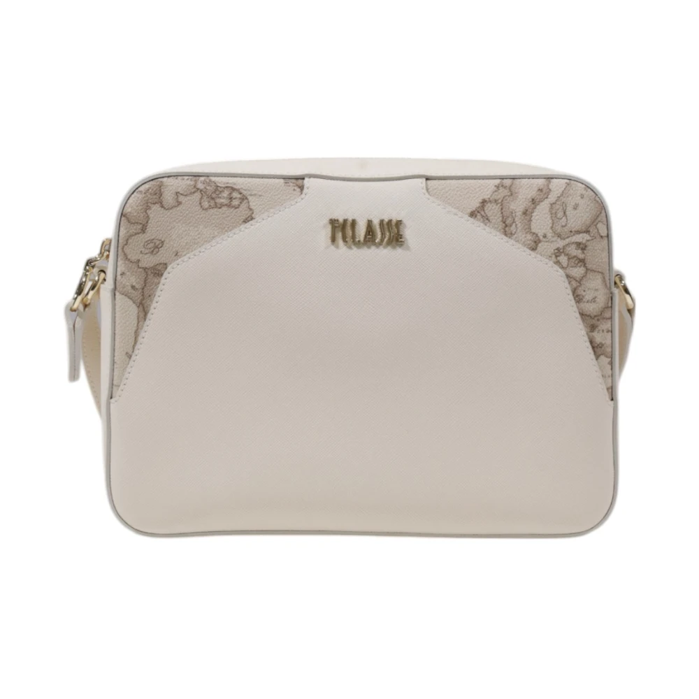 Alviero Martini 1a Classe Beige Bedrukte Schoudertas met Rits Beige Dames