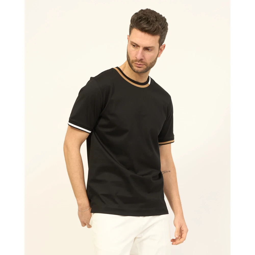 Boss Gestreept Zwart T-shirt Regular Fit Black Heren