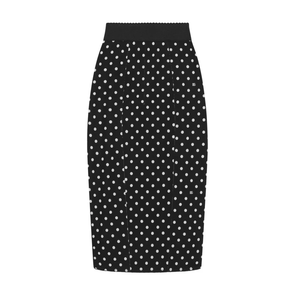 Dolce & Gabbana Polka Dot Elastische Taille Potlood Rok Black Dames