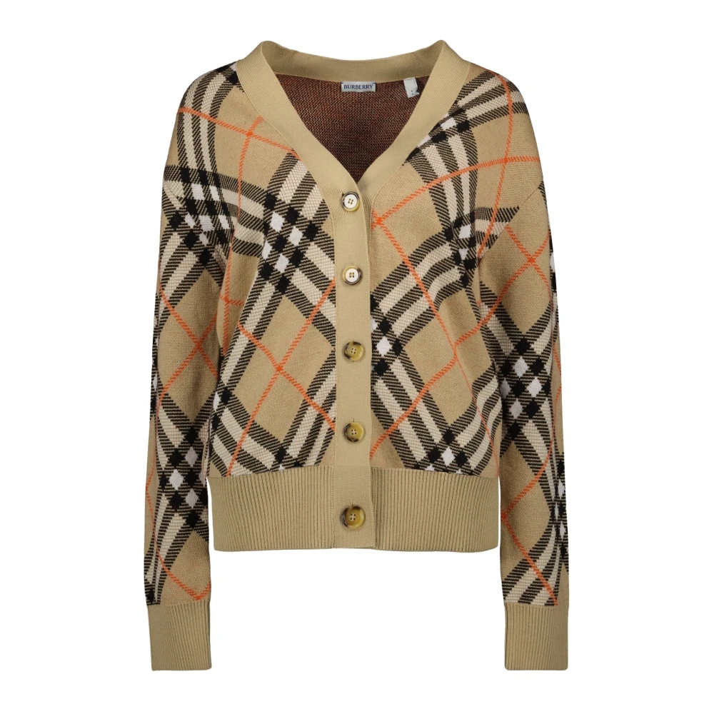 Burberry Geruite Cardigan met V-hals Multicolor Dames