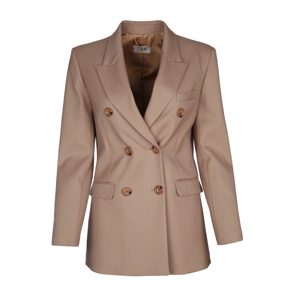 Elisabetta Franchi Dubbelbreasted Jas Brown Dames