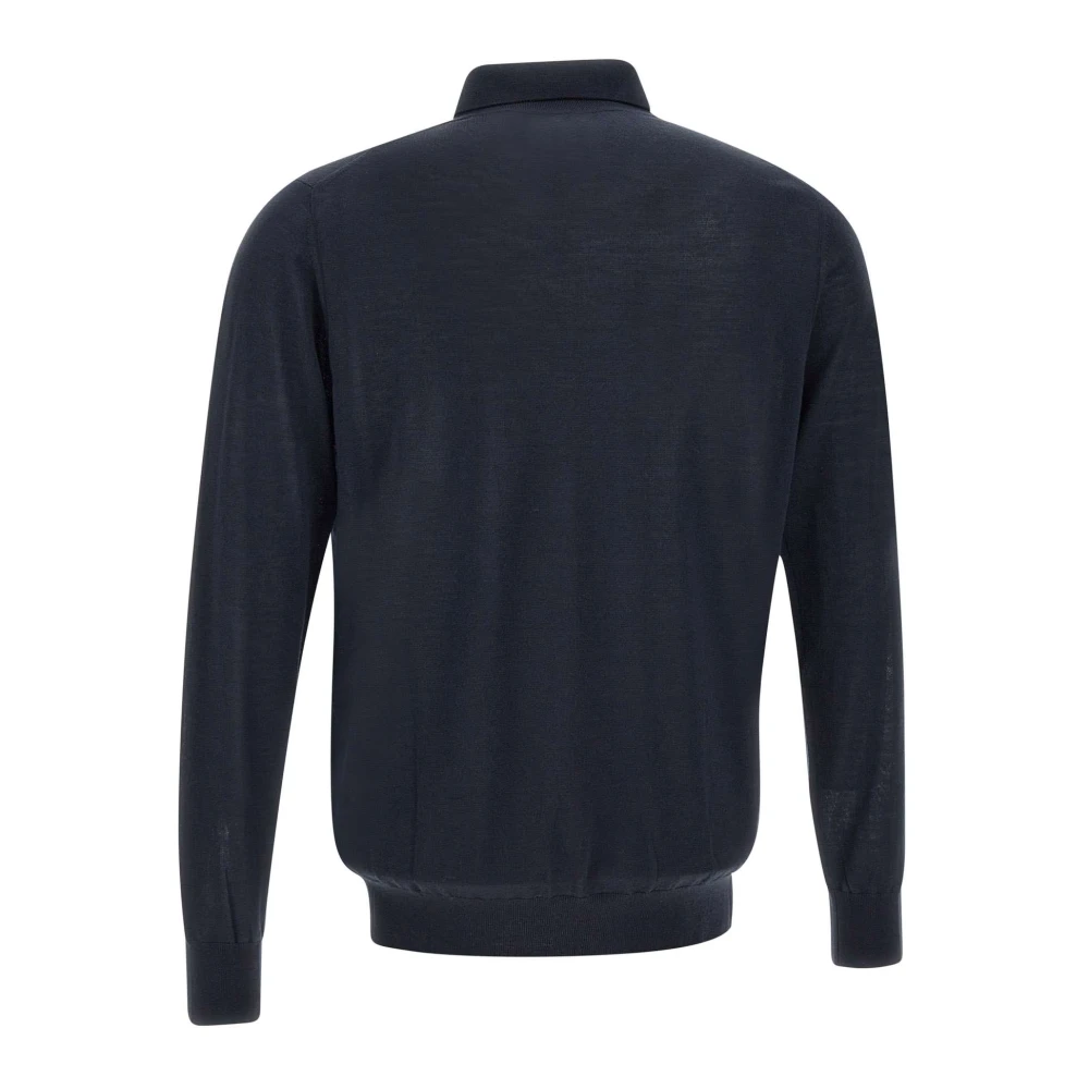 Kangra Merino Wol Polo Trui Blauw Blue Heren
