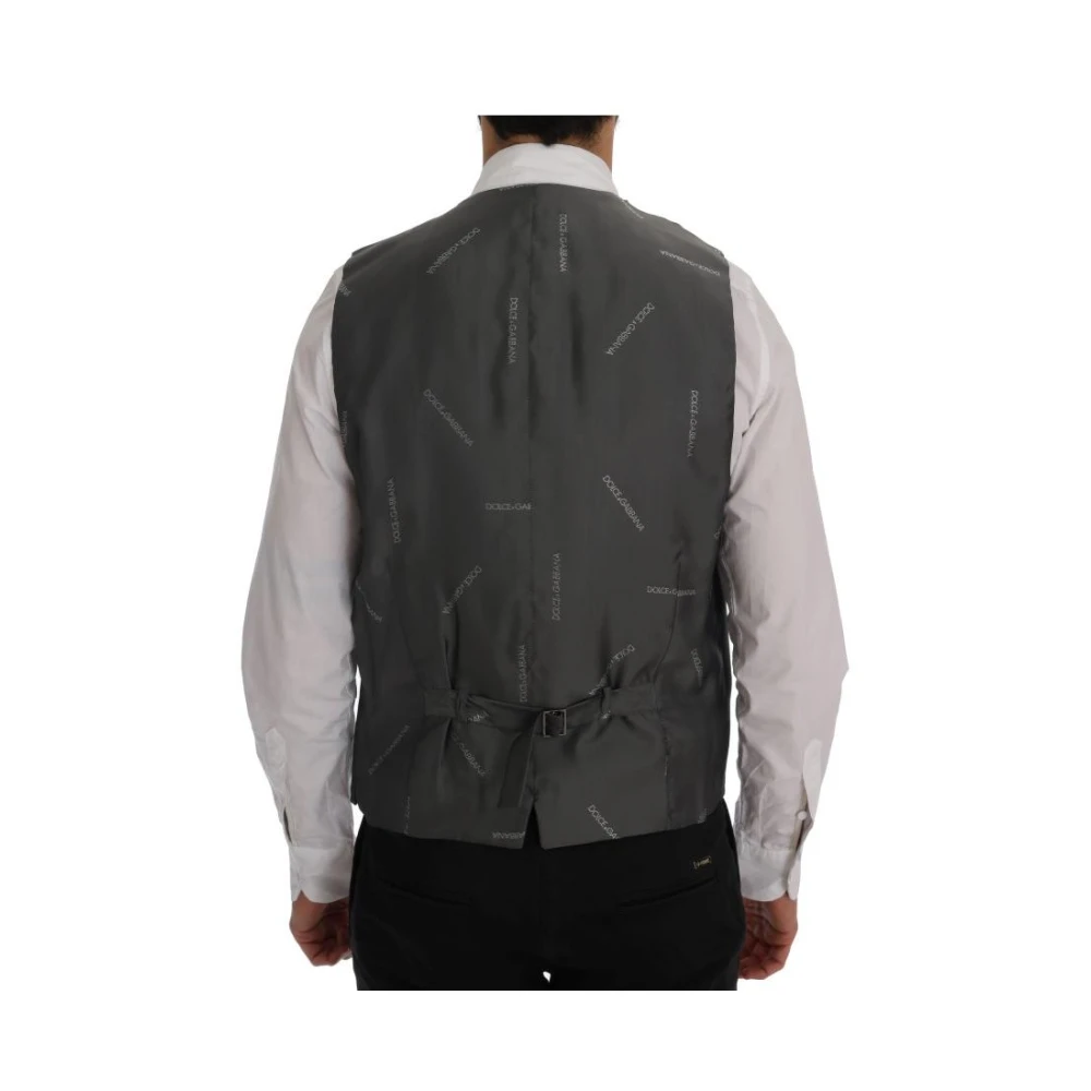 Dolce & Gabbana Grijze Gestreepte Vest Gray Heren