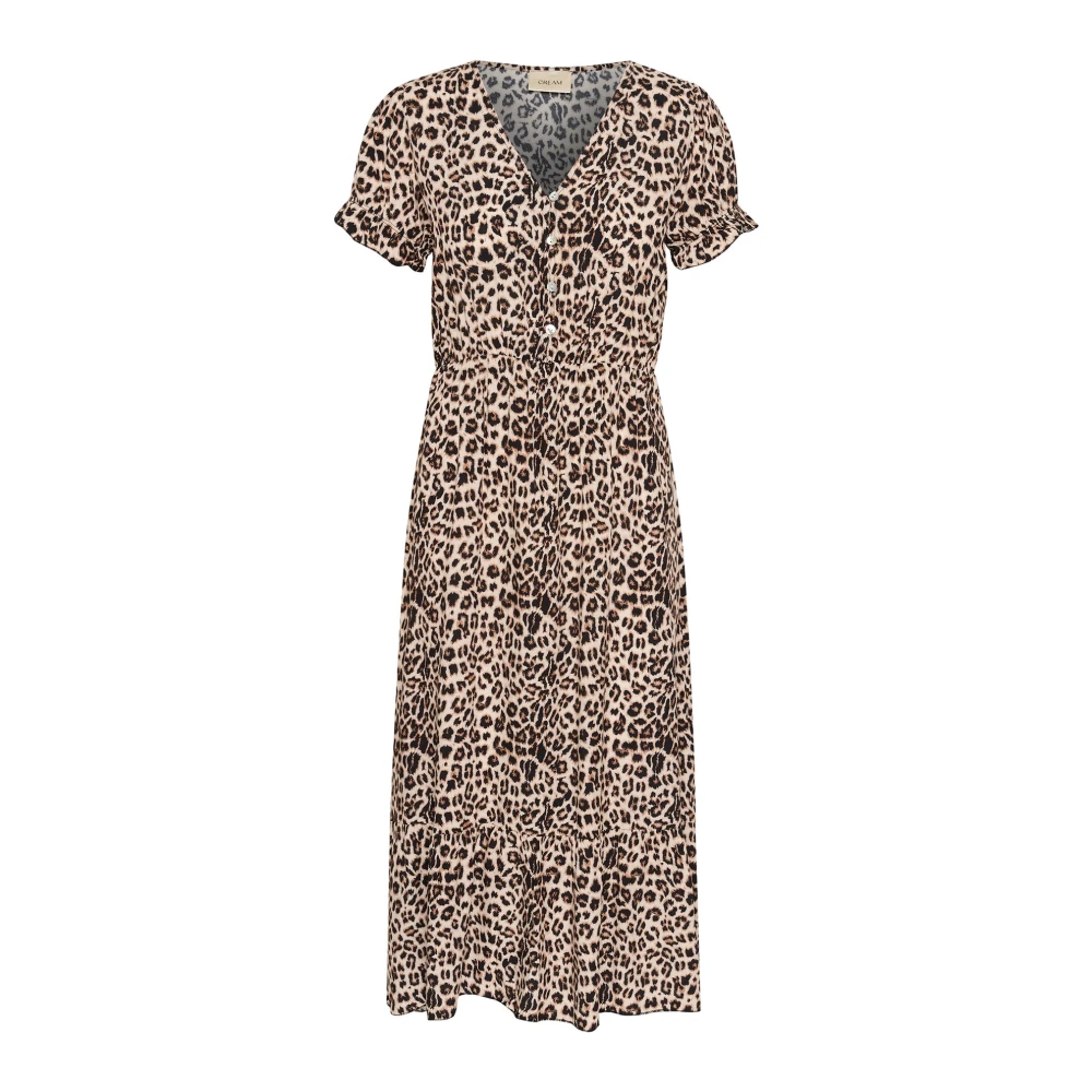Cream Dierenneutrale Jurk met Volantzoom Multicolor Dames