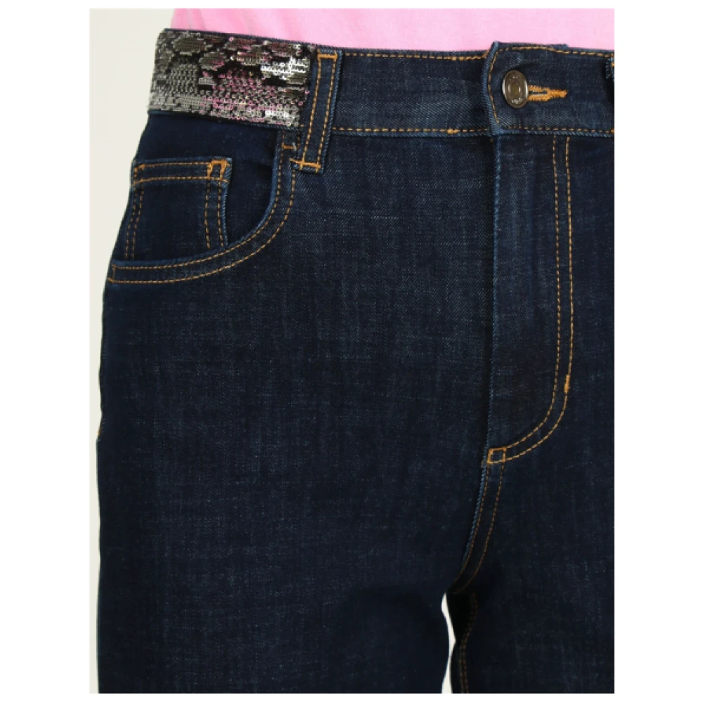 Liu Jo Hoge taille flared jeans met pailletten Blue Dames