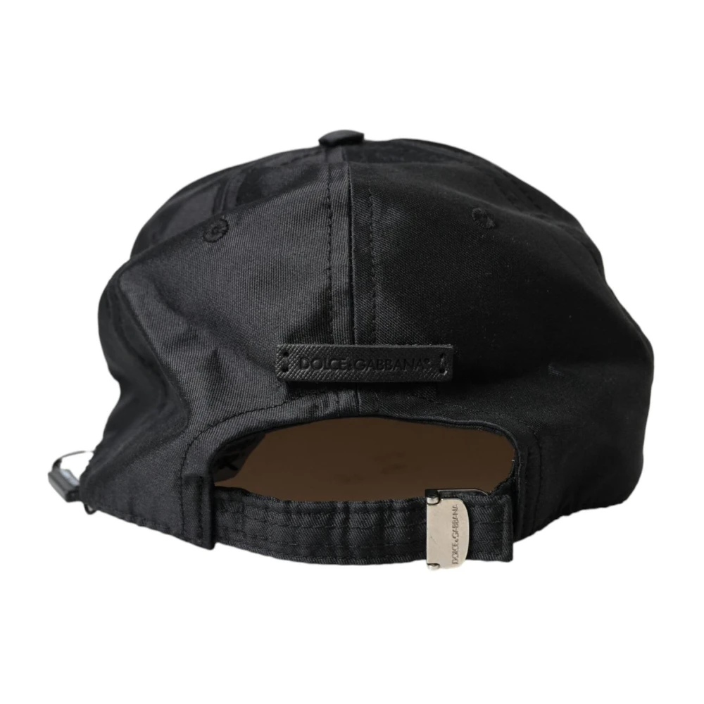 Dolce & Gabbana Luxe Zijde Katoen Logo Baseball Hoed Black Heren