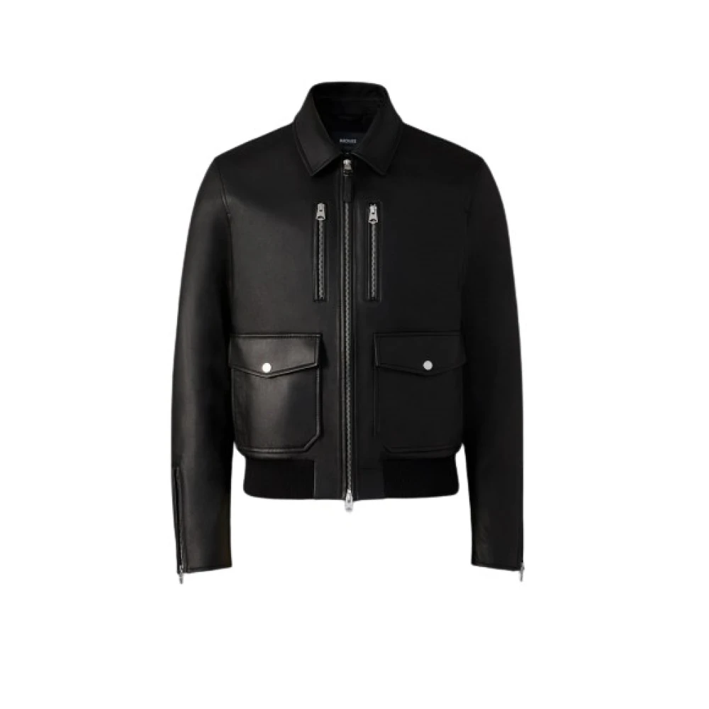 Mackage Chance-Z Spread Kraag Leren Jas Black Heren