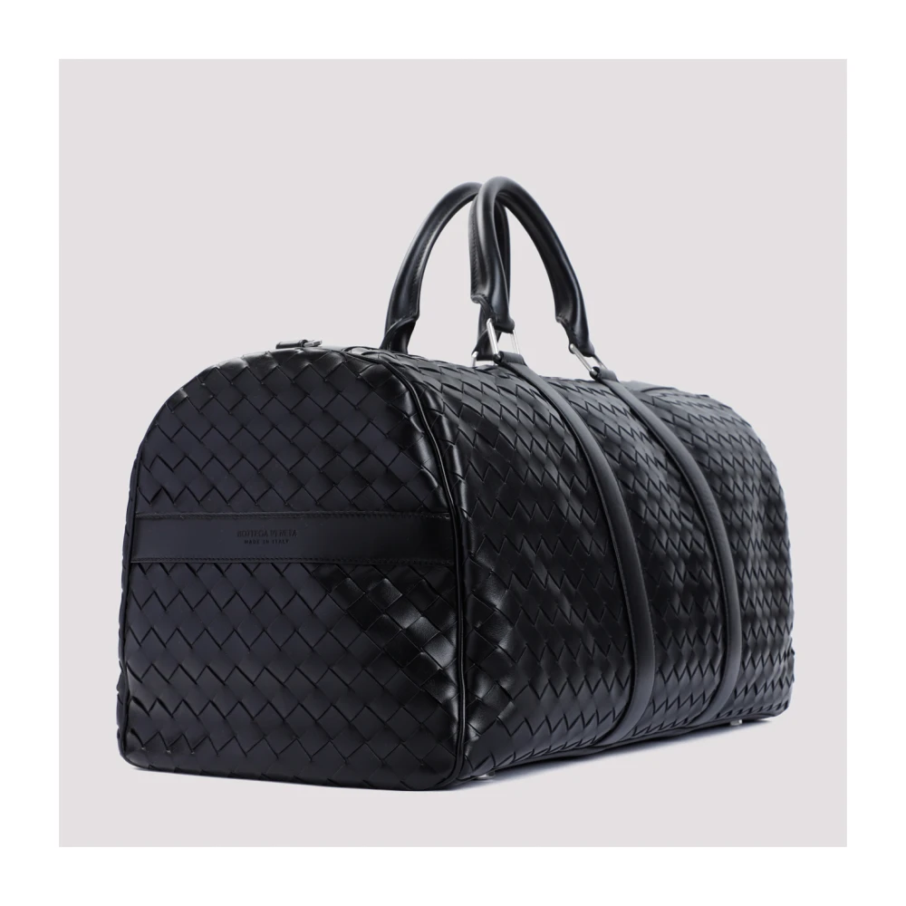 Bottega Veneta Zwarte Kalfsleren Duffle Tas Black Heren