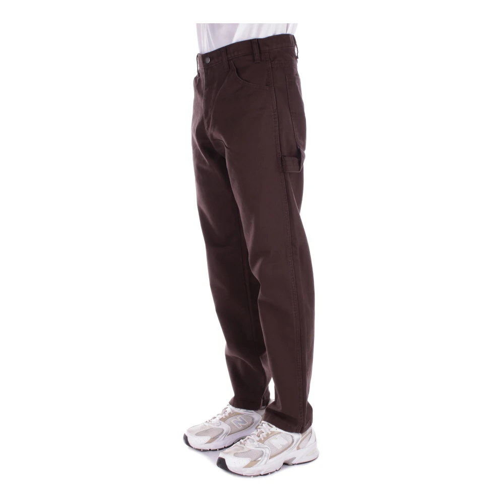Dickies Logo Achter Broek Knoop Rits Zakken Brown Heren