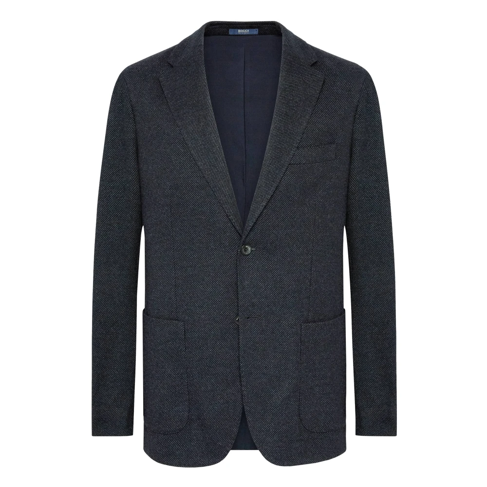 Boggi Milano Micro Fancy Jersey Blazer Style Cernobbio Blue Heren