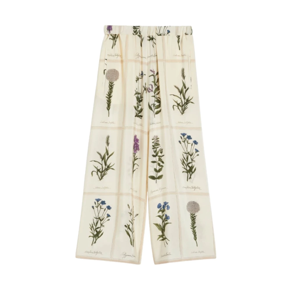 Max Mara Women's Wide Leg Floral Silk Pants