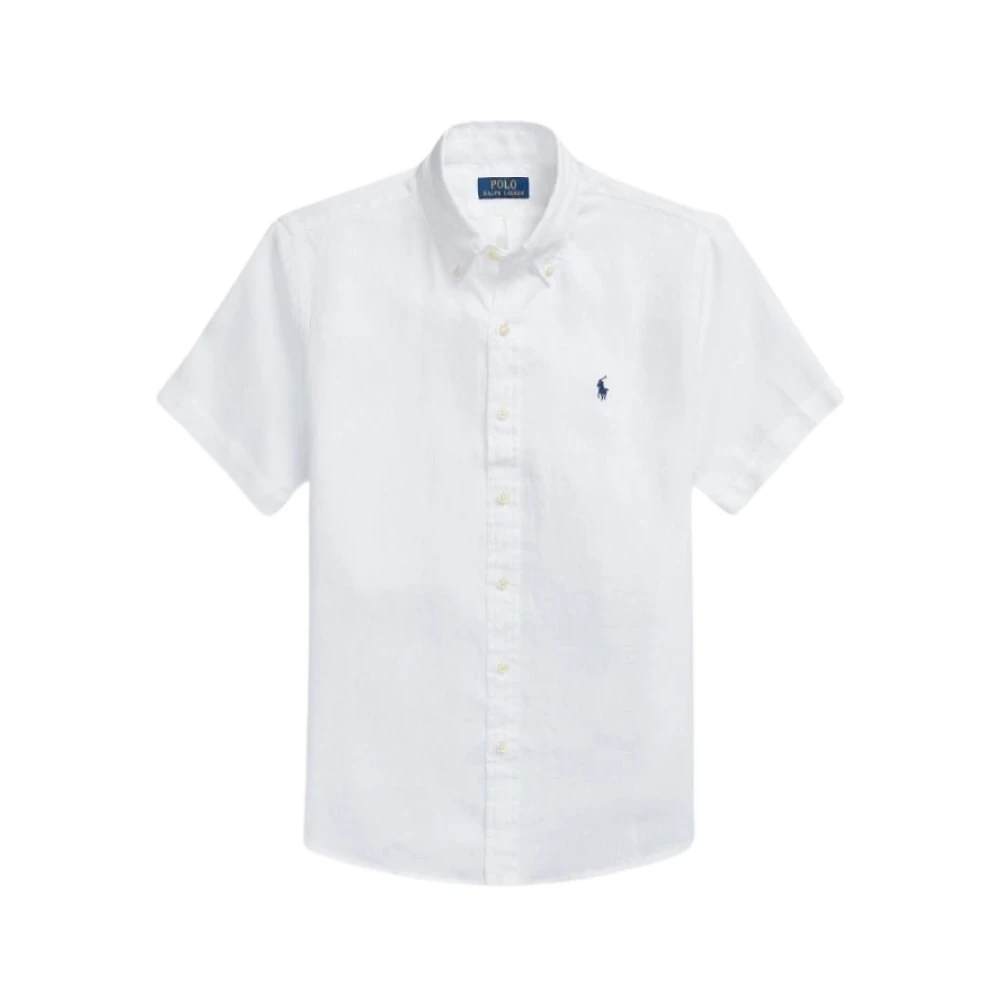 Ralph Lauren Custom Fit Linnen Overhemd Wit White Heren